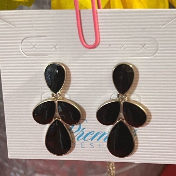Premier Designs Elegant Black Drop Stud Earrings #PDER1 - Picture 2 of 4